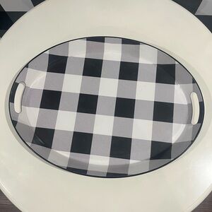 Black and White Checkered Oval Tray